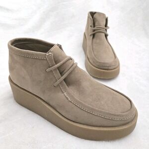 Women's Sz 9.5 Comfort Shoes Vintage Style 90s Y2K Suede Leather Chunky Platform